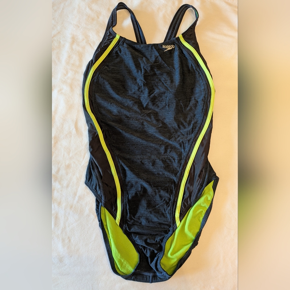 Speedo Black with Lime Trim Women’s One-Piece Swimsuit